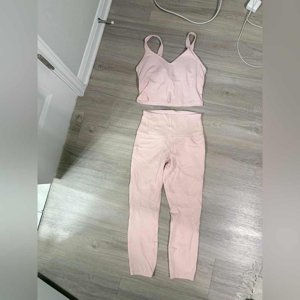 Lululemon Pink Mist Set - 23 inch Nulu High Rise Leggings & Align Tank Top